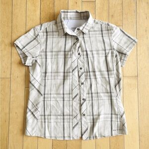 Columbia Tan Plaid Titanium Outdoor Cabin Style Shirt Size XL